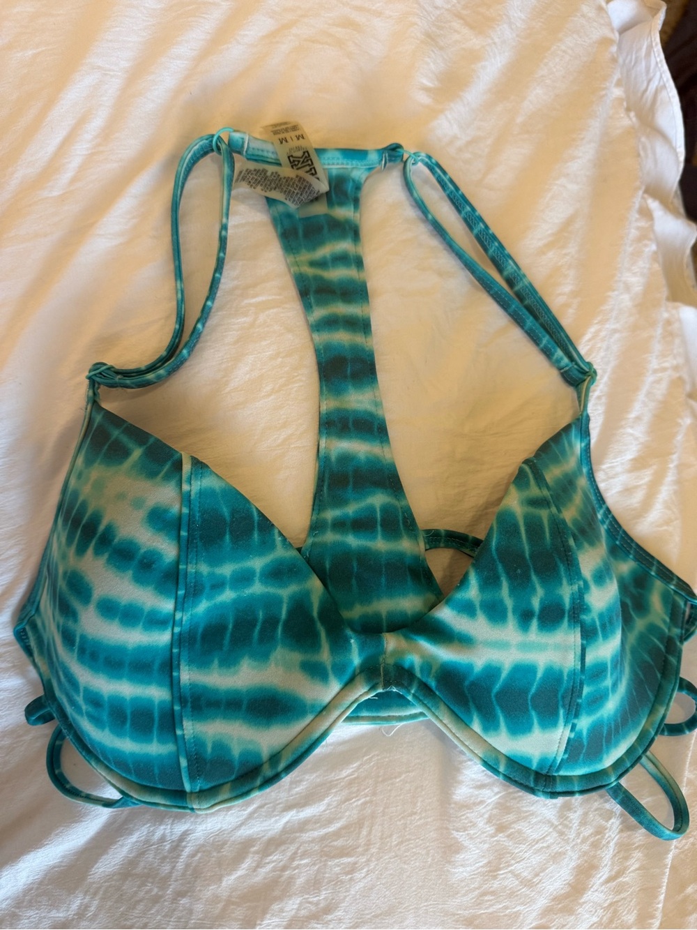 Victoria’s Secret PINK Tie-Dye Racerback Bikini Top Teal